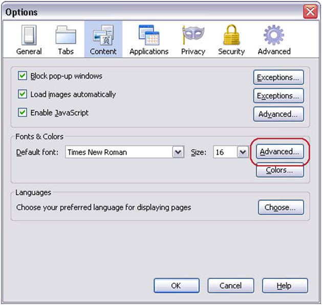 font option